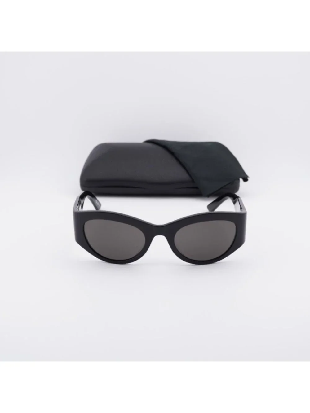 Balenciaga BB0330SK 001 Sunglasses Black Cat Eye Frame, Grey Lenses